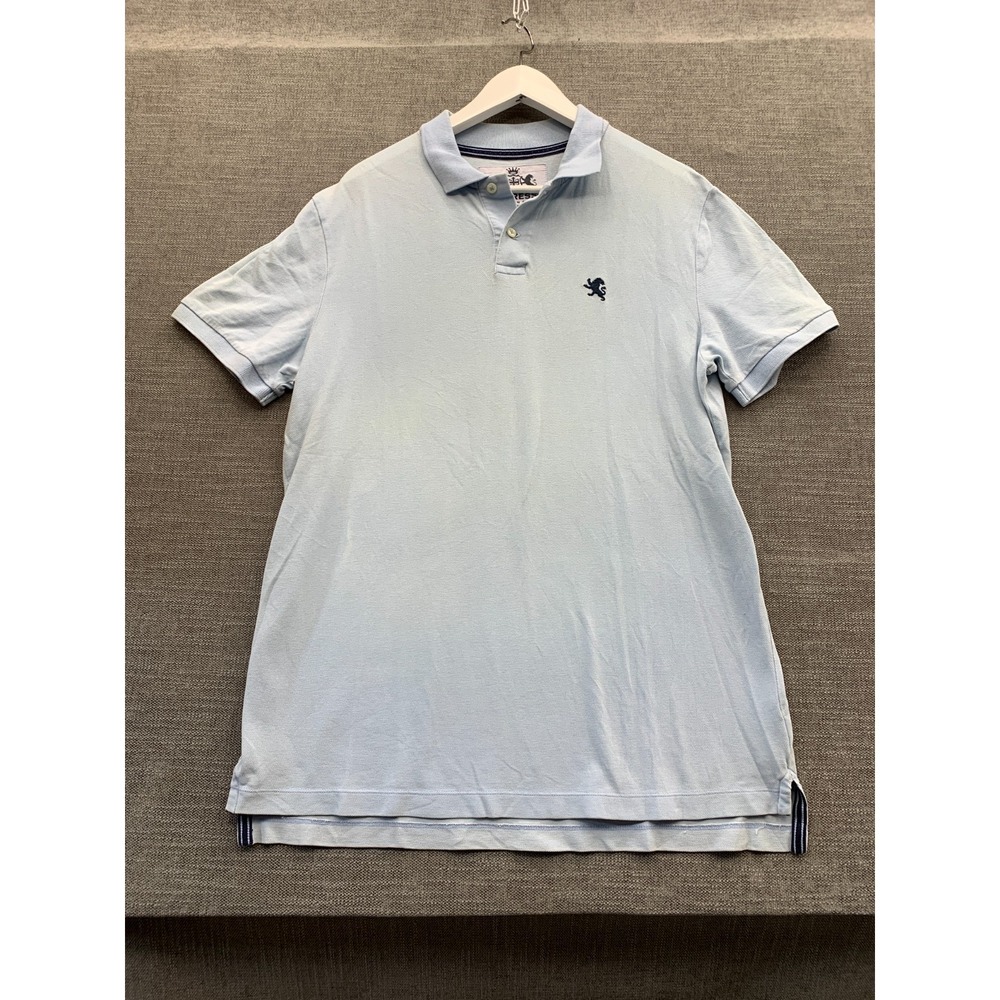 Express Polo Shirt Mens Large Light Blue Embroidered Logo Modern Fit Tennis Tail